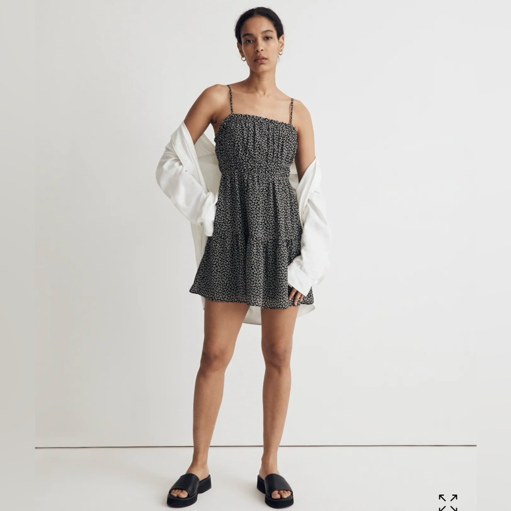 Madewell Sophia Cami Tiered Mini Dress in Micro Daisy